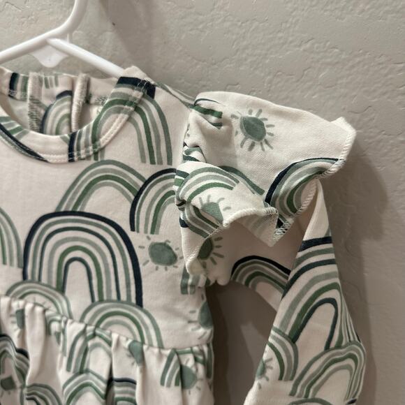 NWT Kate Quinn Sea Pine Blue Rainbow Long Sleeve Ruffle Dress - Picture 3 of 9